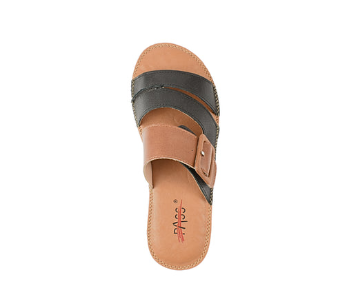 Papuci casual, dama, PASS COLLECTION, XA60016A negru, piele naturala